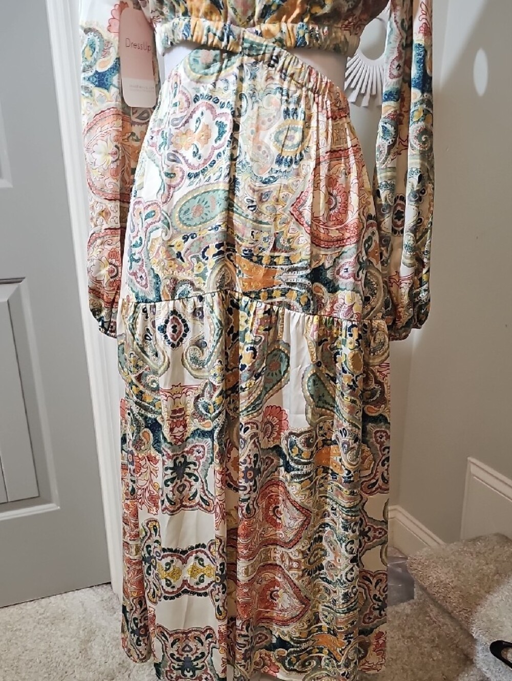Lush Cream Paisley Wrap Maxi Dress - Picture 7 of 12
